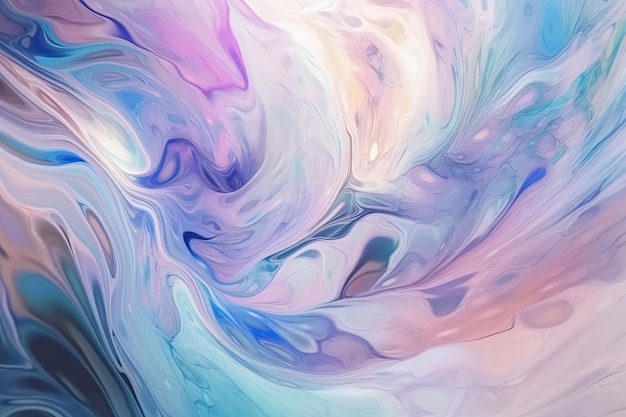 A colorful abstract painting with a blue and purple swirl.