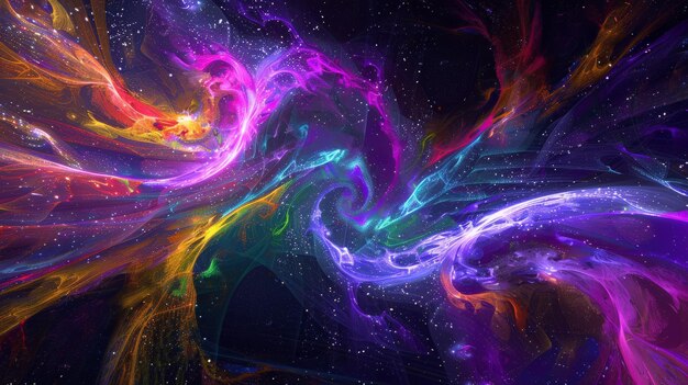 Photo colorful abstract painting with a hint of space and stars