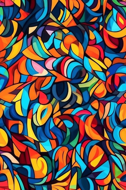 A colorful abstract painting with a large number of circles.