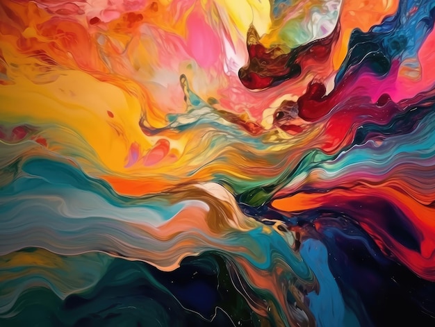 Colorful abstract painting with lots of colors generative ai