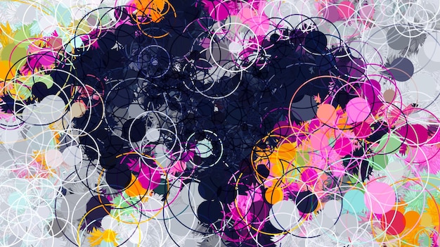 Photo a colorful abstract painting with many circles and a heart in the middle