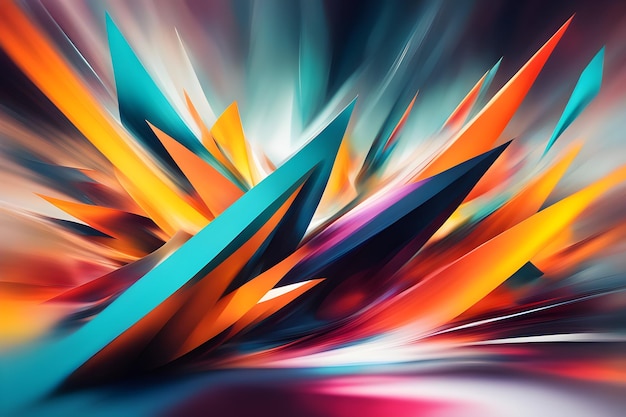 Photo a colorful abstract painting with many different colored triangles