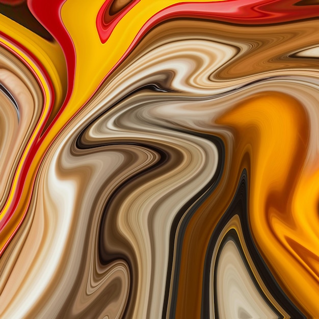 A colorful abstract painting with a red, orange, and yellow background.