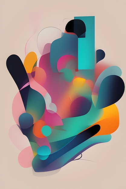 Photo colorful abstract portrait background with organic shapes and blobs gradients