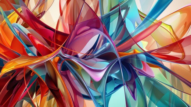 Colorful abstract shapes computergenerated art exploring the fusion of digital and traditional art forms Pointofview shot