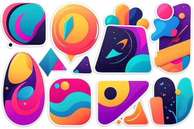 Photo colorful abstract shapes sticker set