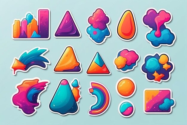 Photo colorful abstract shapes sticker set