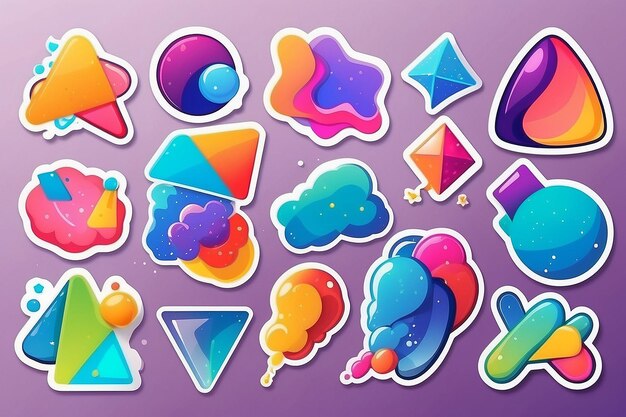 Photo colorful abstract shapes sticker set