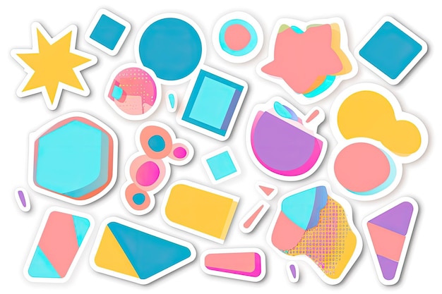 Photo colorful abstract shapes sticker set