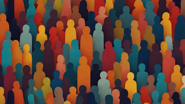 Photo colorful abstract silhouettes of diverse crowd in modern art style representing unity and diversity