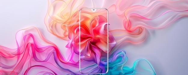 Photo colorful abstract smartphone wallpaper with flowing ribbons in gradient hues