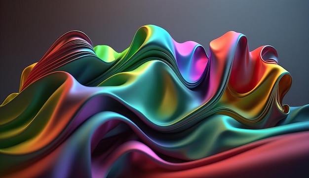 Colorful abstract wavy satin backdrop with generative ai