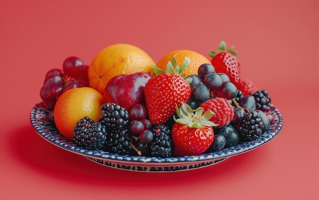 A Colorful Abundance of Summer Fruits on a Blue Plate