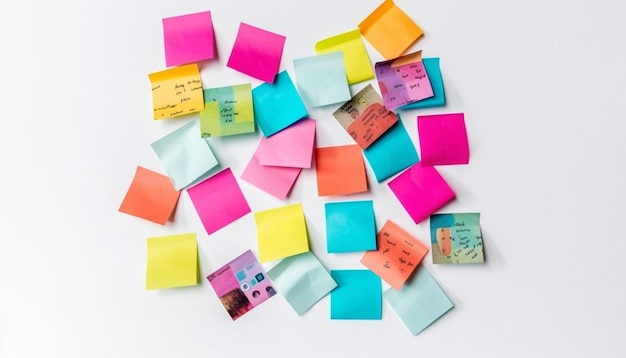 Colorful adhesive notes inspire successful business ideas indoors generated by AI