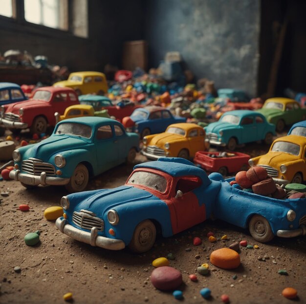 Photo colorful adventures on clay roads where cars come to life