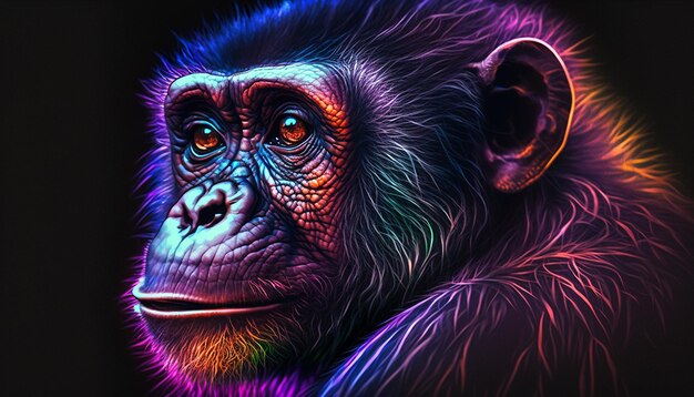 Colorful AI art cute monkey animal image