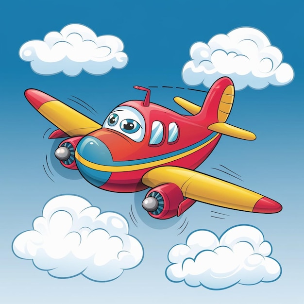 Photo colorful airplane cartoon flying in the sky456 12