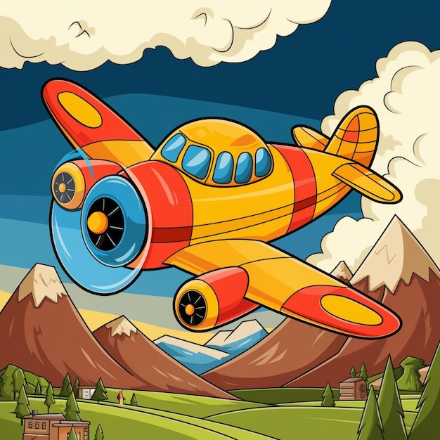 Colorful Airplane Cartoon Flying in the Sky456 1