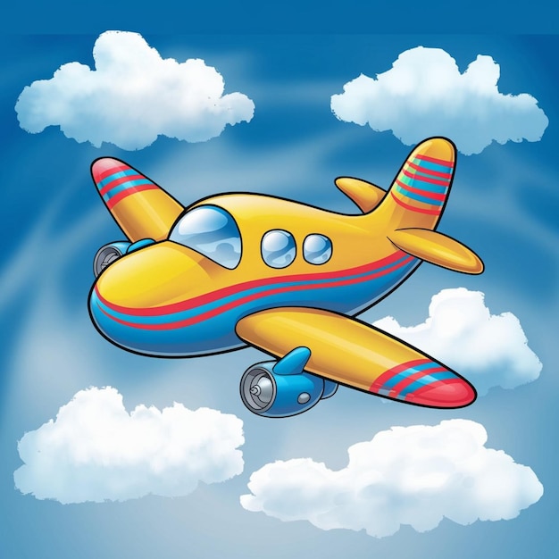 Photo colorful airplane cartoon flying in the sky456 24