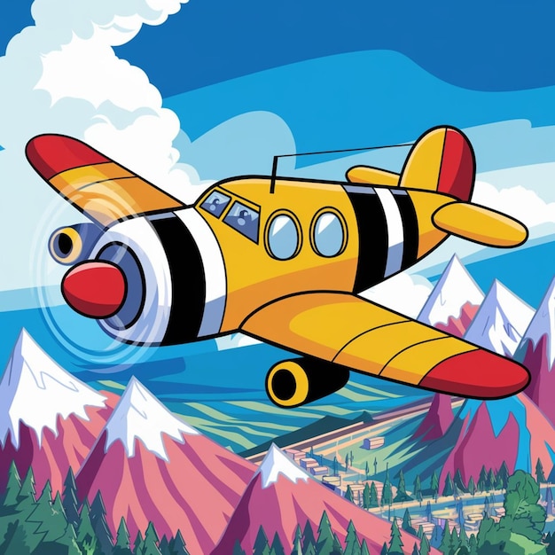 Photo colorful airplane cartoon flying in the sky456 28