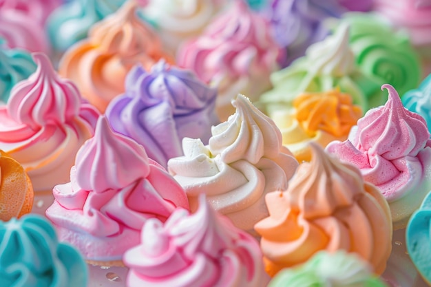 Colorful airy meringue cookies