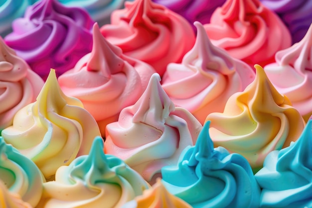 Colorful airy meringue cookies