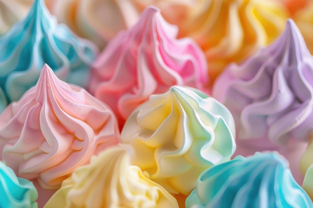 Colorful airy meringue cookies