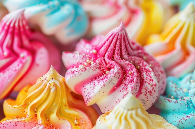 Colorful airy meringue cookies