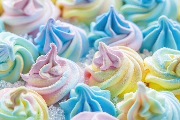 Colorful airy meringue cookies