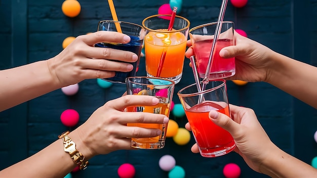 Photo colorful alcohol drink glasses perfect for your party and fb designs