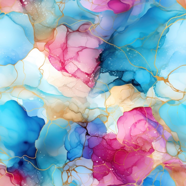 Colorful Alcohol Ink Pattern Tile AI Generated