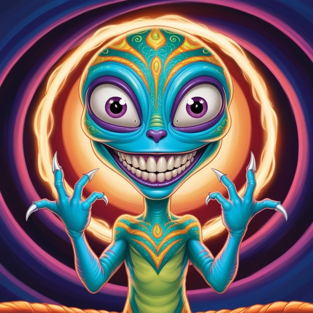 Photo colorful alien cartoon