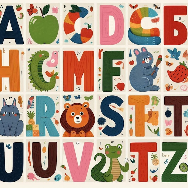 Photo a colorful alphabet with the letters alphabet and the letters z