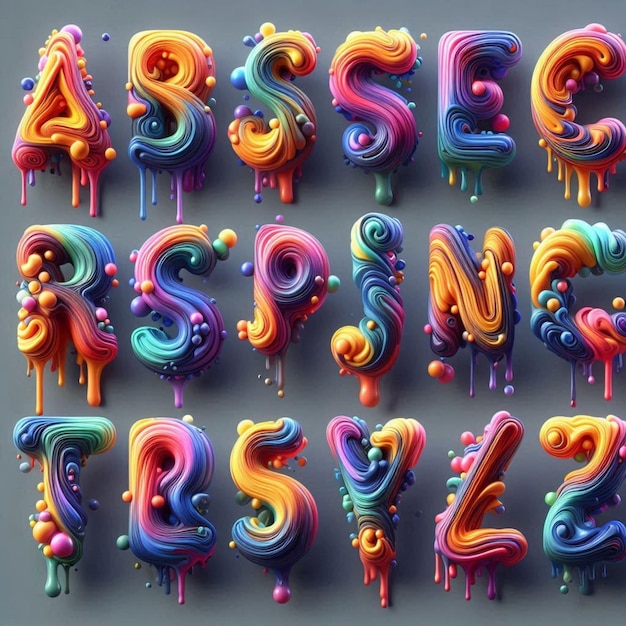 a colorful alphabet with the letters as well on it