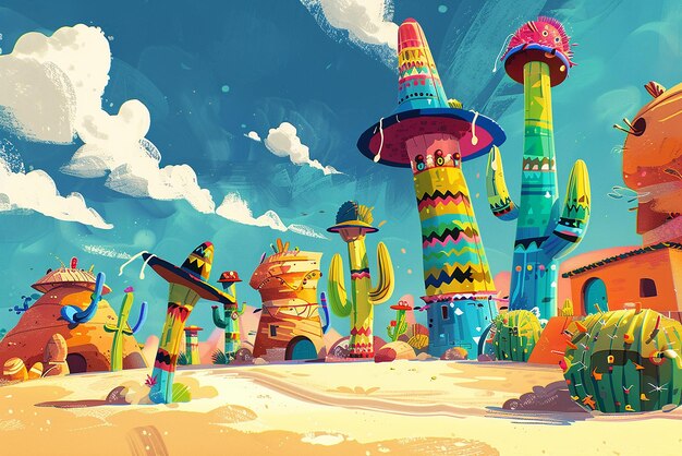 Colorful animated desert adventure with playful characters and exploration