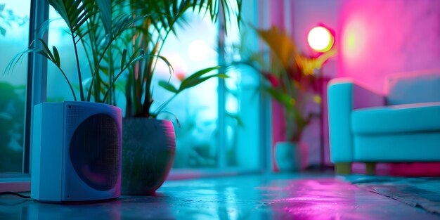 Photo colorful animestyle room with jungle view hiphop lights cozy lofi atmosphere concept anime themes colorful decor jungle views hiphop lights cozy lofi vibes