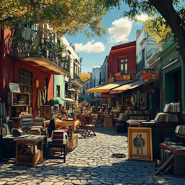 Colorful Antique Market in Buenos Aires Argentina