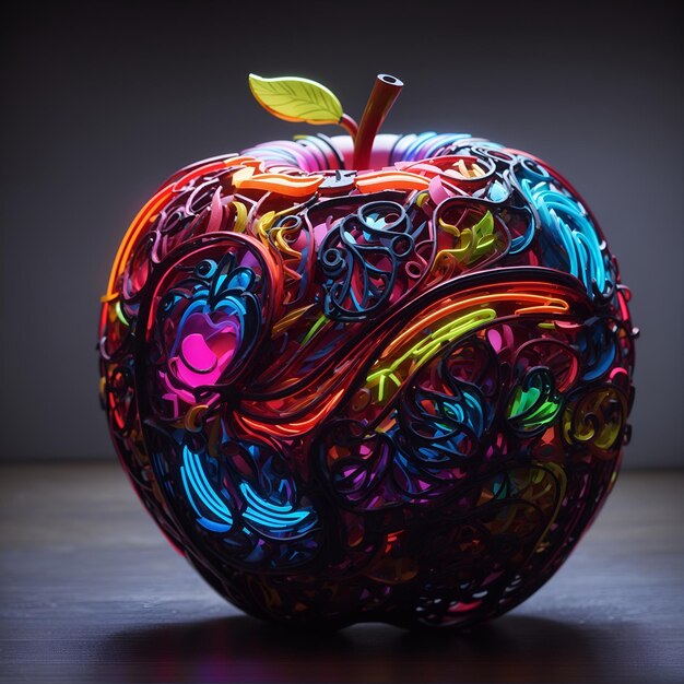 Photo colorful apple sculpture