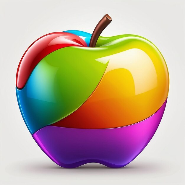 Photo a colorful apple with a rainbow colored top