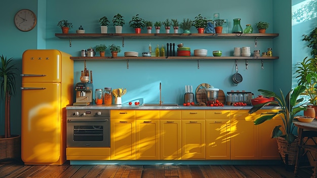 Colorful Appliance Kitchen