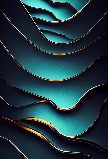 Colorful aquamarine wavy shapes abstract background