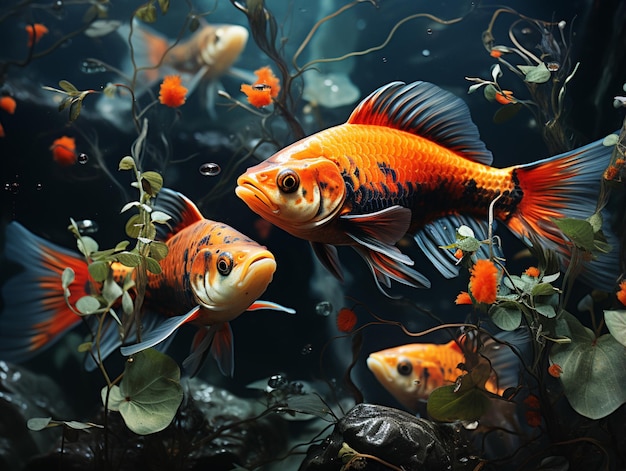 Colorful aquarium fish ai generative