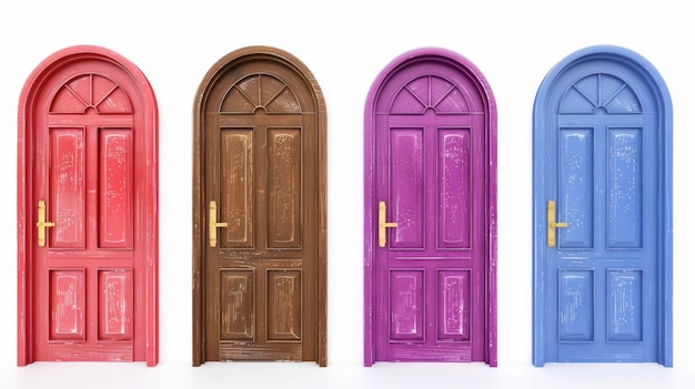 Colorful arched doors generative ai