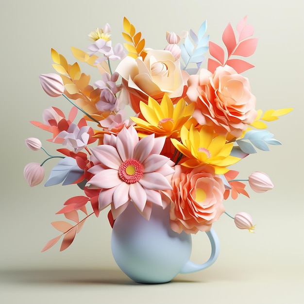 Photo a colorful arrangement of flowers and leaves