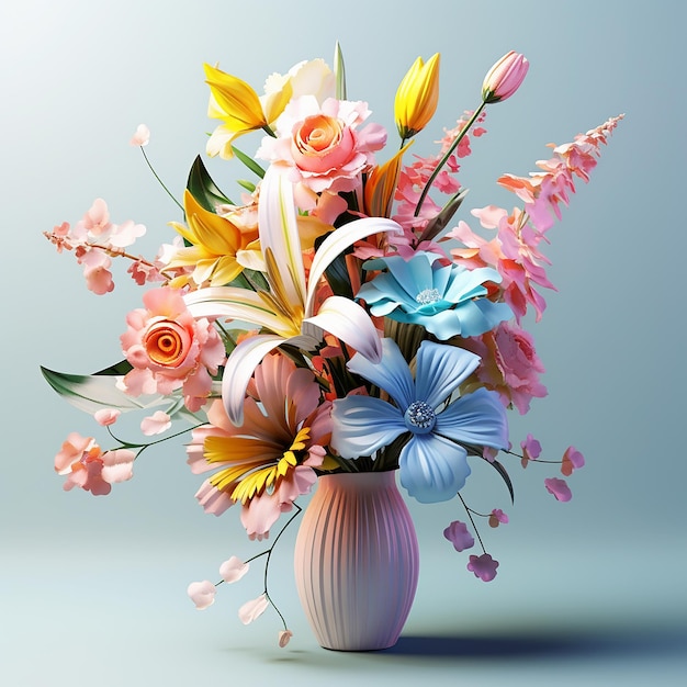 a colorful arrangement of flowers and leaves