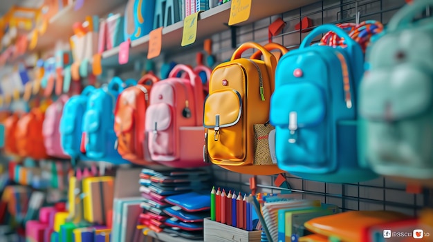 A colorful array of backpacks on display in a store ready for a new school year