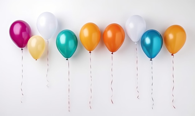 A Colorful Array of Floating Balloons in Perfect Alignment