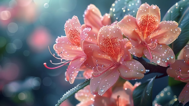 a colorful array of flowers including pink red and pink white and pink and a single pink flower bloom in the rain