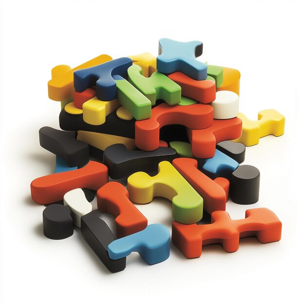 Photo a colorful array of interlocking building blocks for creative play