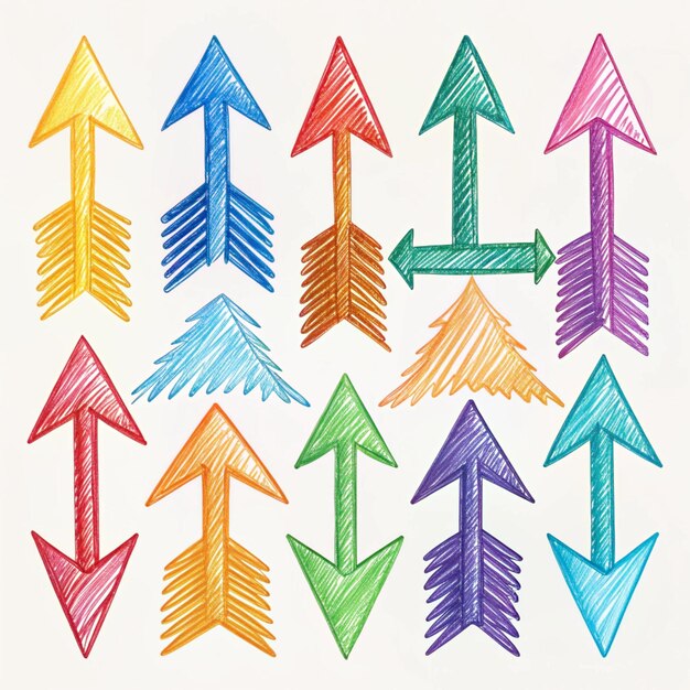 Photo colorful arrows with arrows pointing to different directions